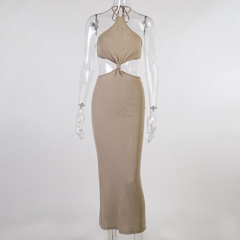 Knitted Halter Vacation Style Maxi Dress