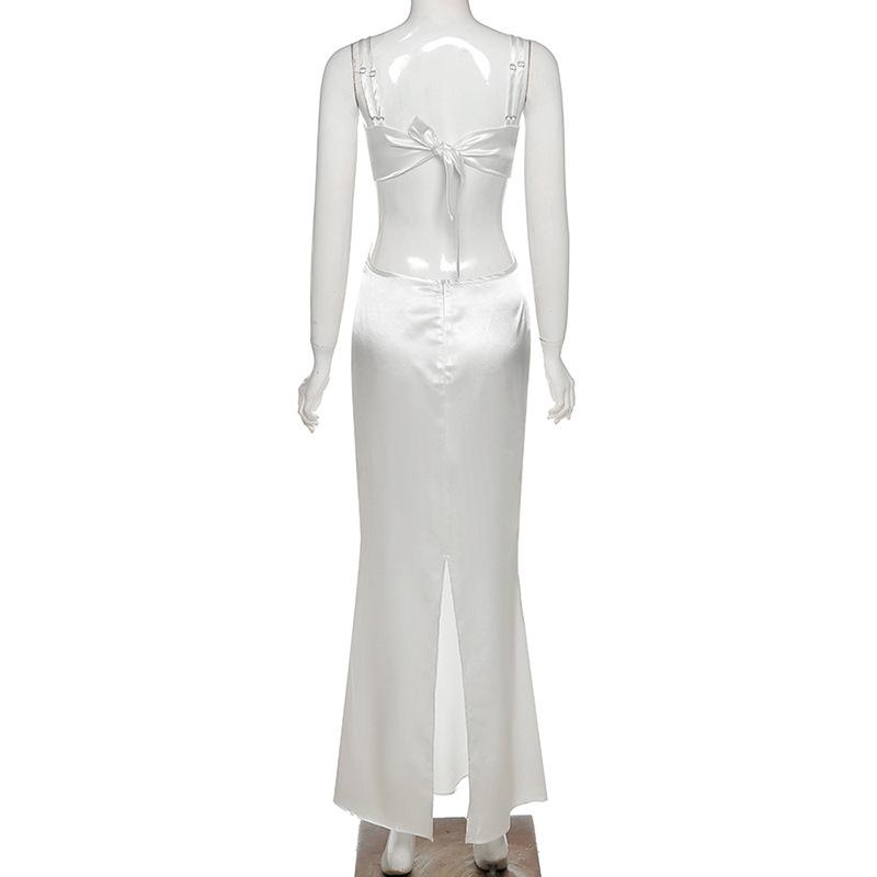 White Satin Sleek Chic Maxi Dress