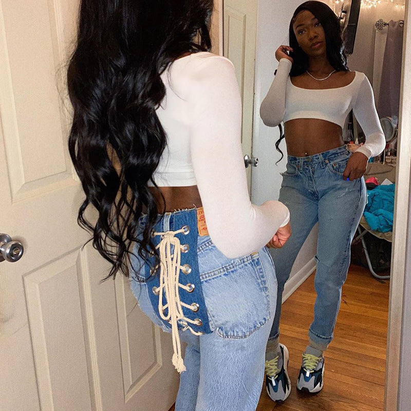 Bandage Lace Up Vintage Street Style Jean