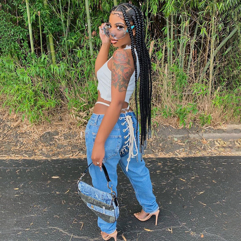 Bandage Lace Up Vintage Street Style Jean