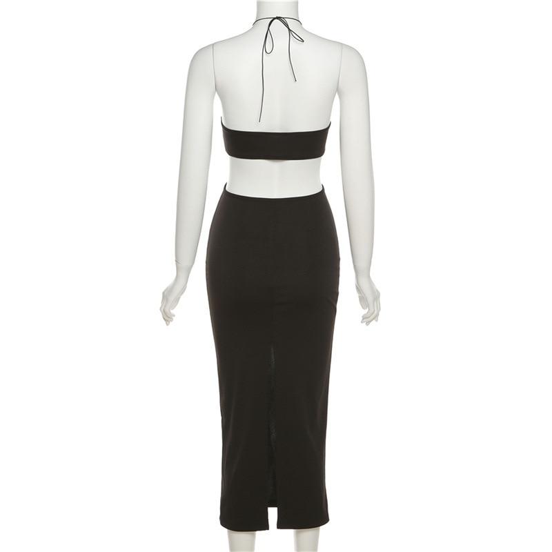 Halter Cutout Open Back Chic Maxi Dress