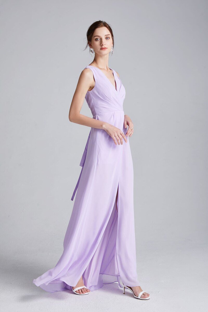 Split Ruched Lace Up Sophisticated Party Dress