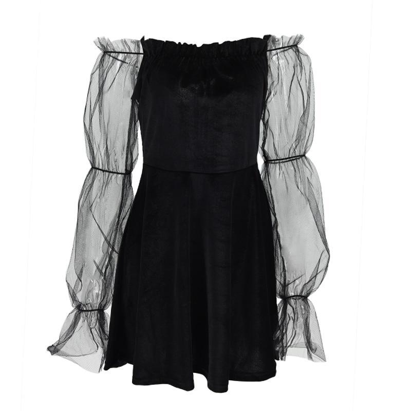 Off Shoulder Lantern Sleeve Mini Party Dress