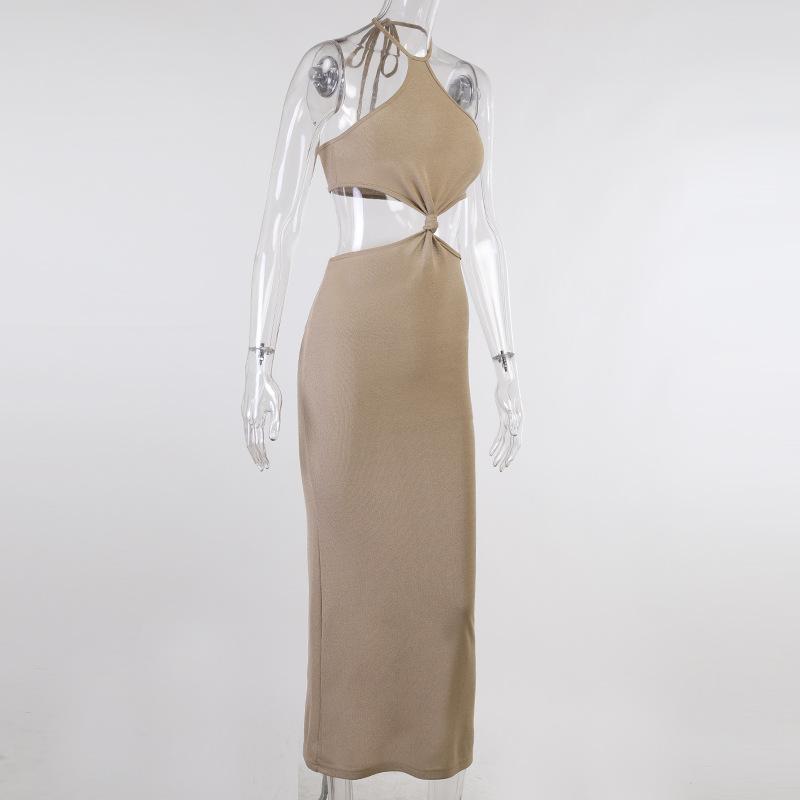 Knitted Halter Vacation Style Maxi Dress