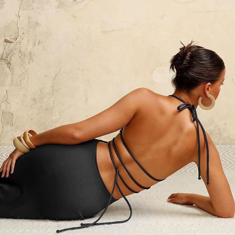 Backless Halter Sleek Long Maxi Dress