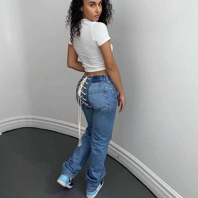 Bandage Lace Up Vintage Street Style Jean