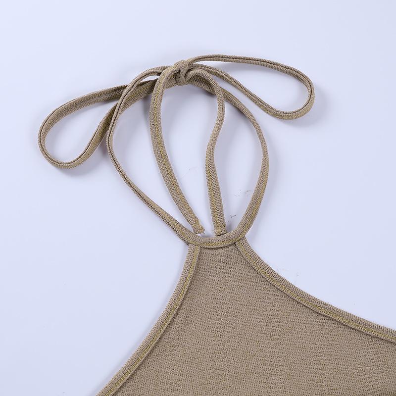 Knitted Halter Vacation Style Maxi Dress