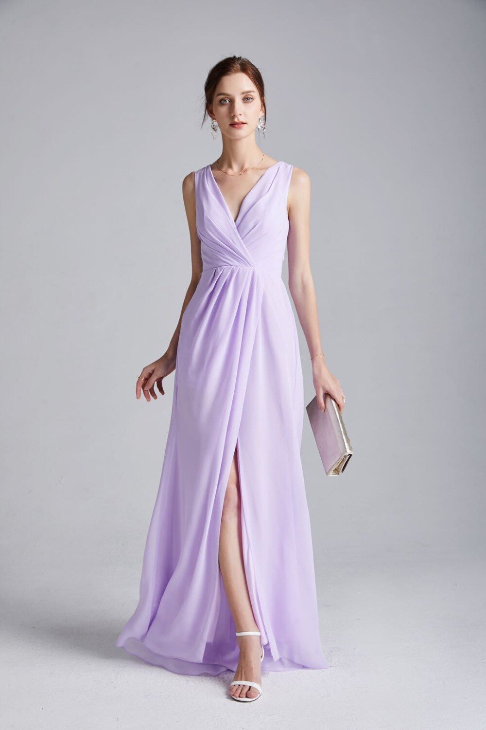 Split Ruched Lace Up Sophisticated Party Dress