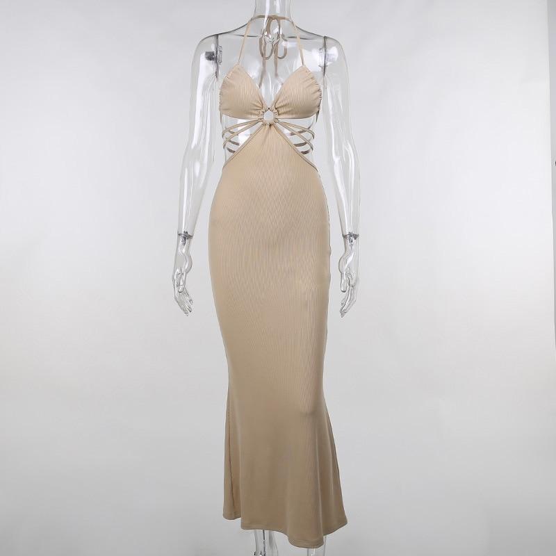 Backless Halter Sleek Long Maxi Dress