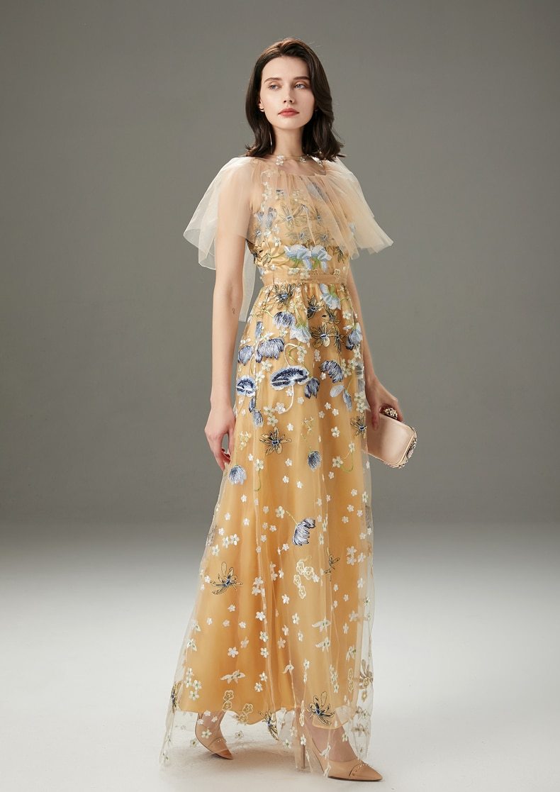 Layered Ruffles Long Party Dress