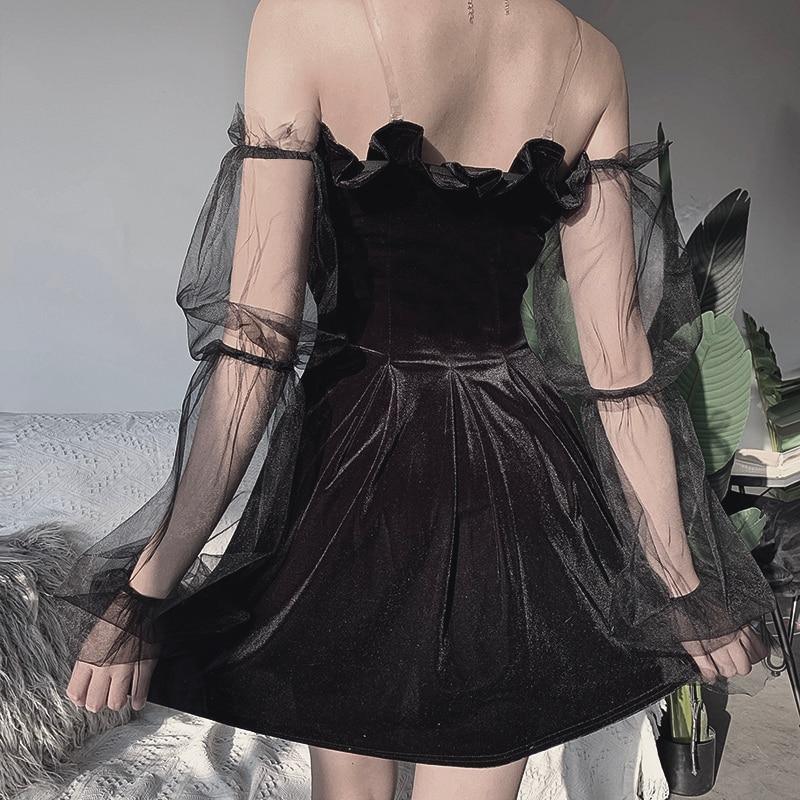 Off Shoulder Lantern Sleeve Mini Party Dress
