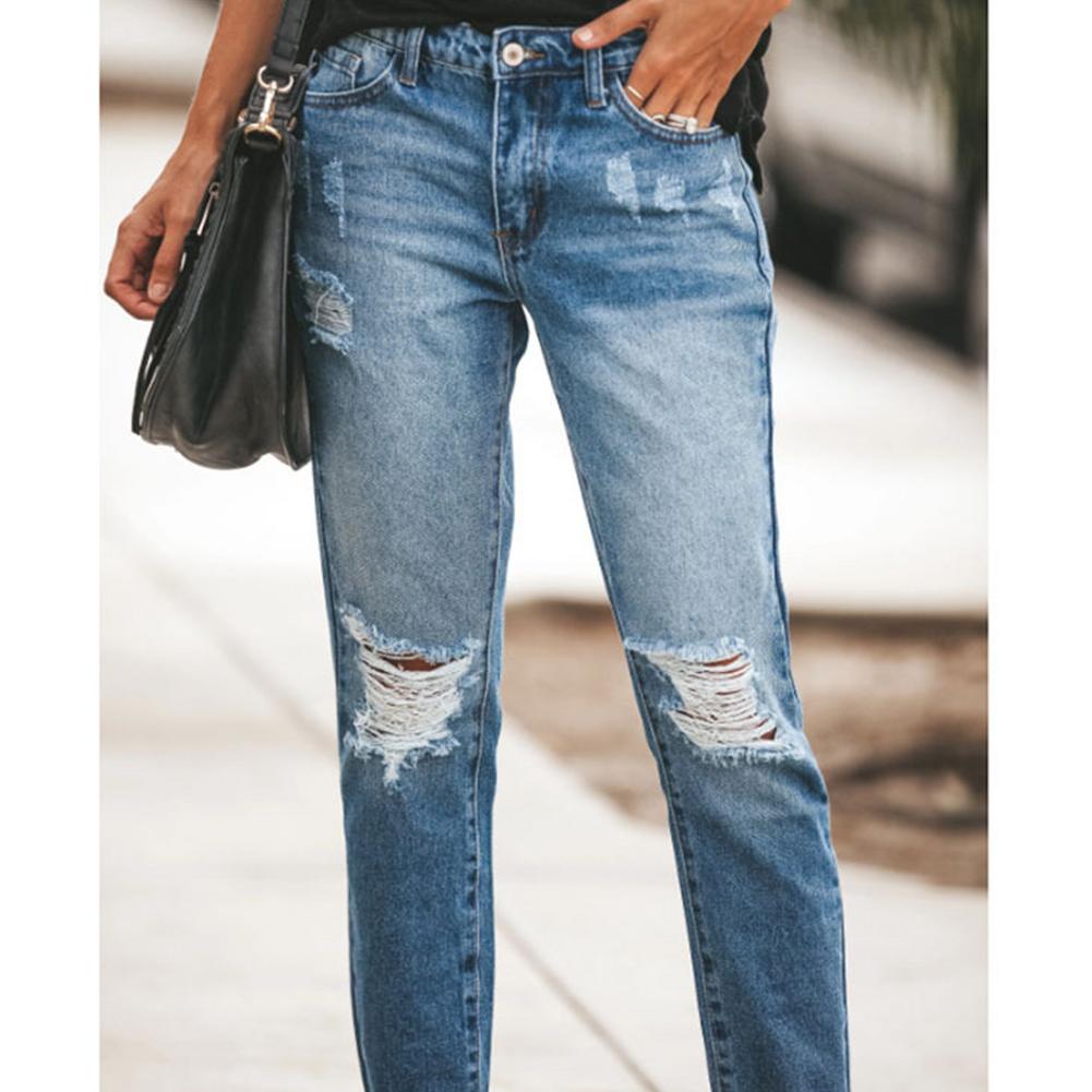 Solid Pocket Zipper High Waist Long Jean