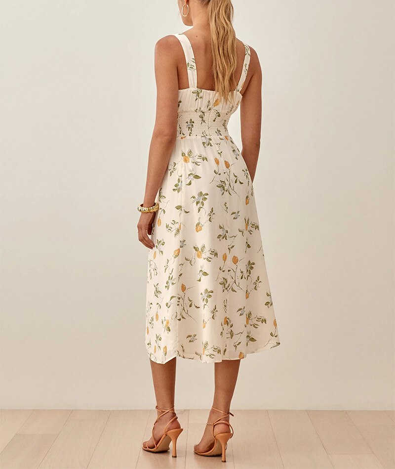 Sleeveless Chiffon Printed Casual Midi Dress