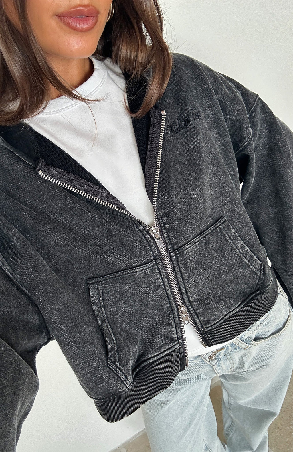 Hard To Remember Zip Washed Black Hoodie