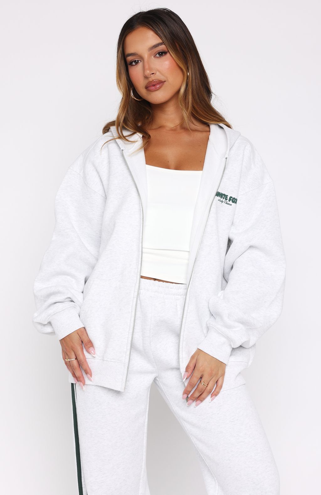 Lucky Thirteen Charise Zip Grey Marle Hoodie