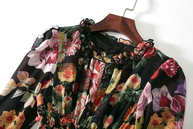 Floral Ruffled Elegant Holiday Maxi Dress
