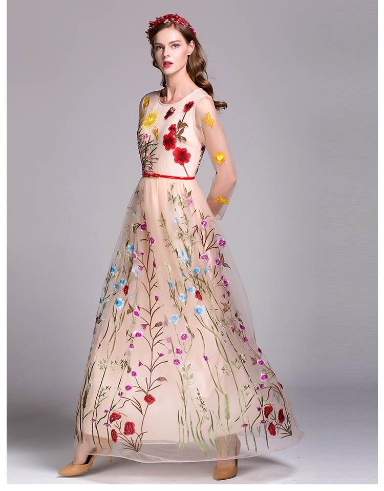 Layered Embroidered Floral Maxi Dress