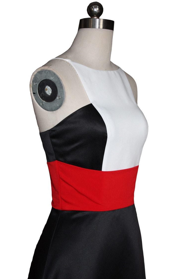 Color Block Hi Low Patchwork Stylish Party Dress