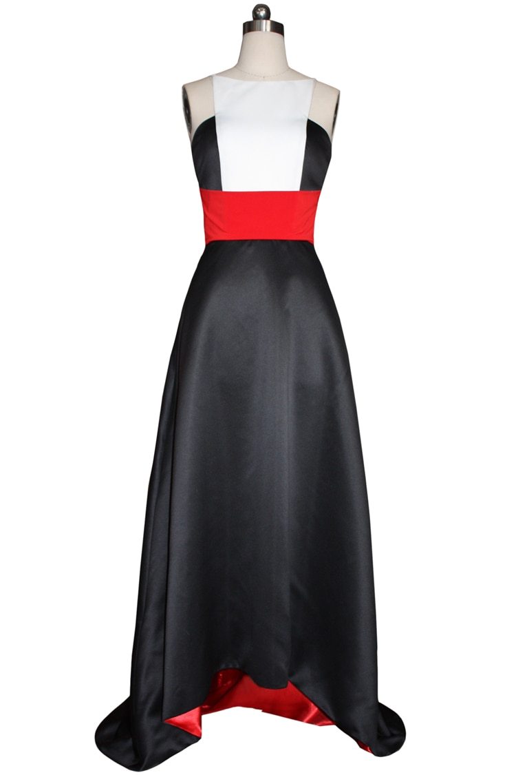 Color Block Hi Low Patchwork Stylish Party Dress