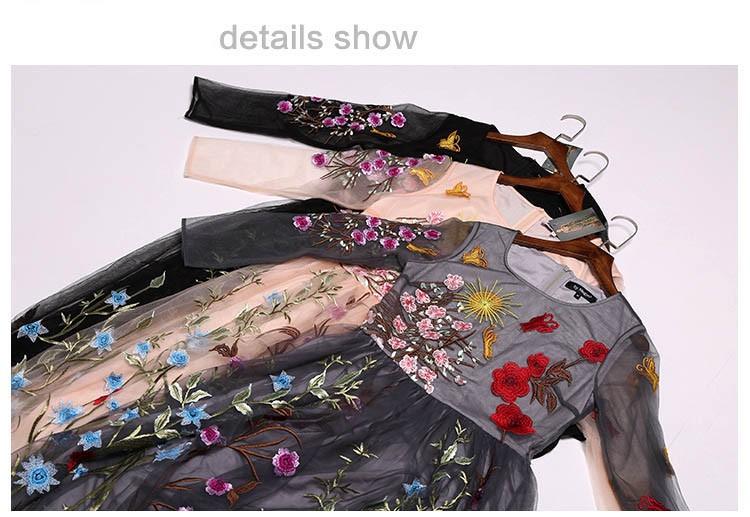 Layered Embroidered Floral Maxi Dress