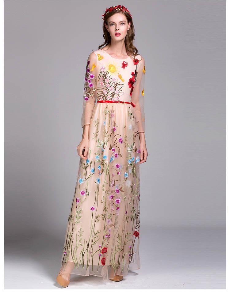 Layered Embroidered Floral Maxi Dress