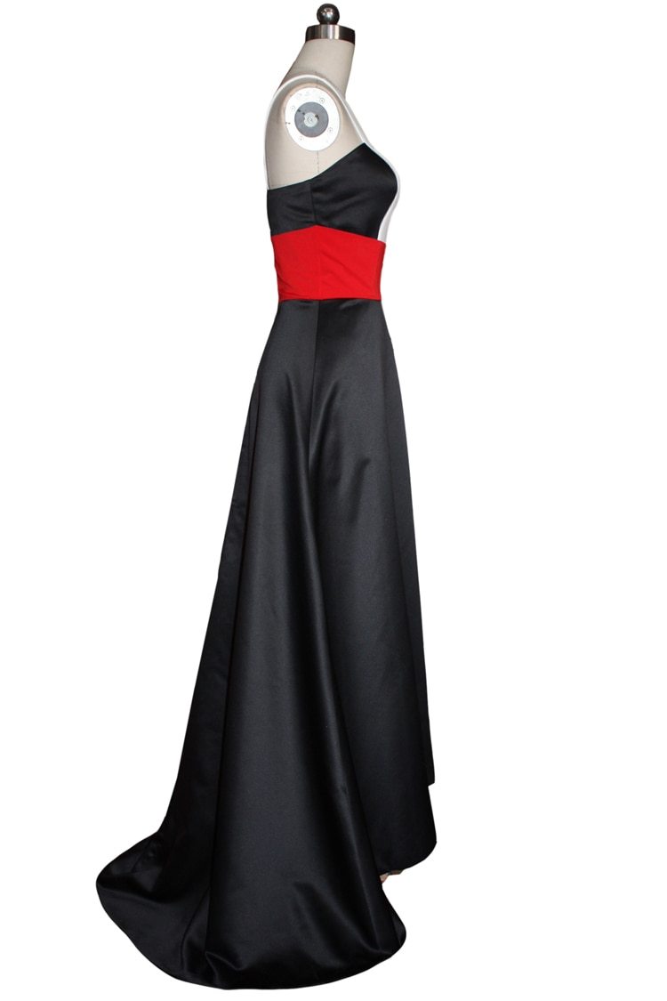 Color Block Hi Low Patchwork Stylish Party Dress