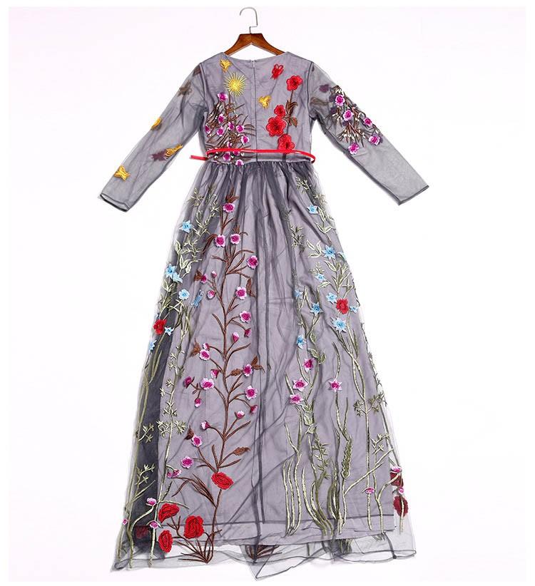 Layered Embroidered Floral Maxi Dress