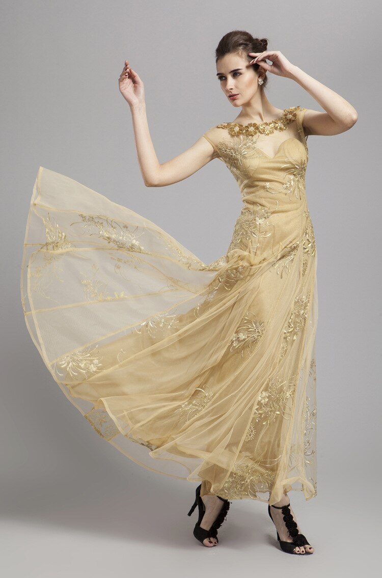 Embroidered Sequin A Line Elegant Party Dress