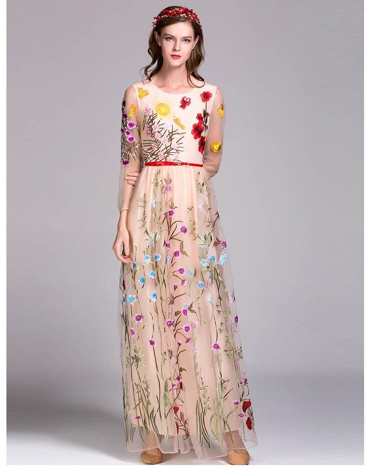 Layered Embroidered Floral Maxi Dress