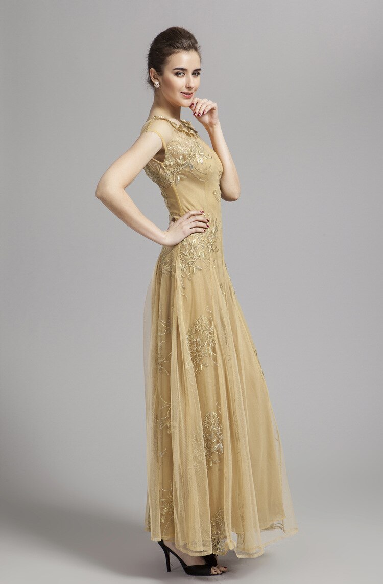 Embroidered Sequin A Line Elegant Party Dress
