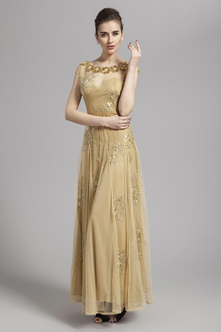 Embroidered Sequin A Line Elegant Party Dress