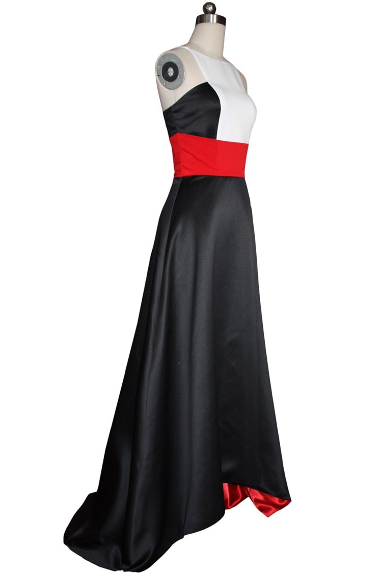Color Block Hi Low Patchwork Stylish Party Dress