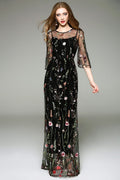 O-Neck Long Sleeve Spring Maxi Dress