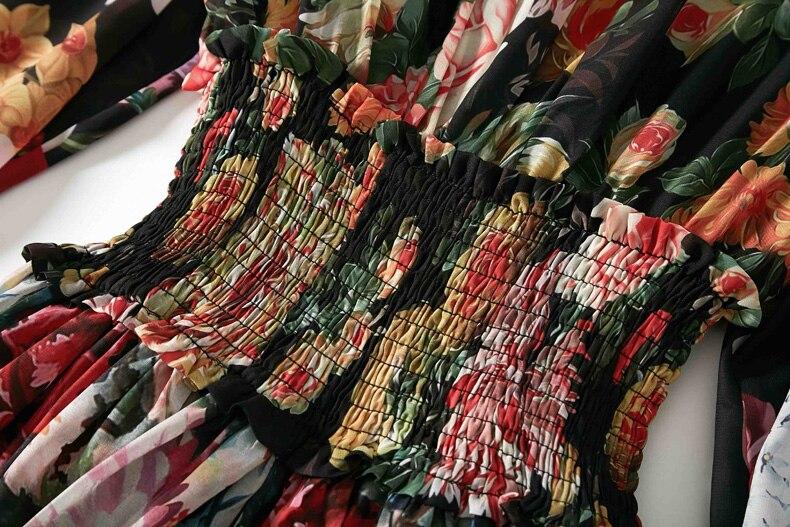 Floral Ruffled Elegant Holiday Maxi Dress