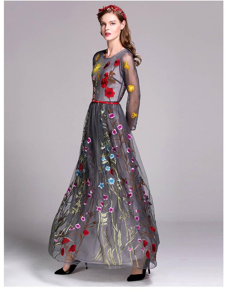 Layered Embroidered Floral Maxi Dress