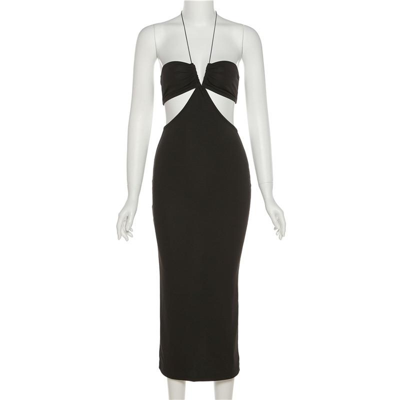 Halter Cutout Open Back Chic Maxi Dress