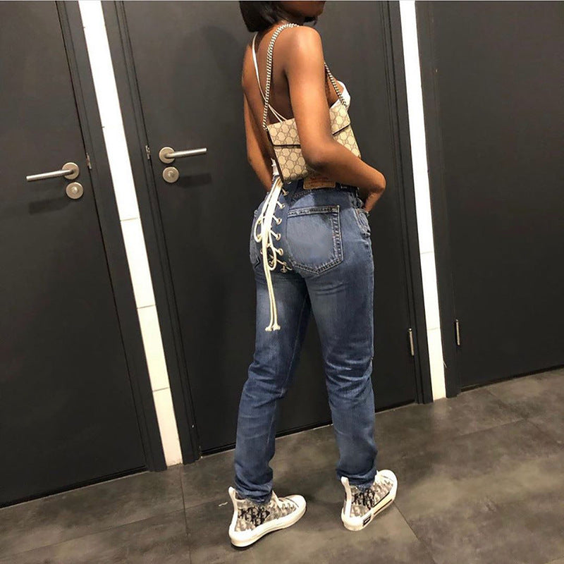 Bandage Lace Up Vintage Street Style Jean