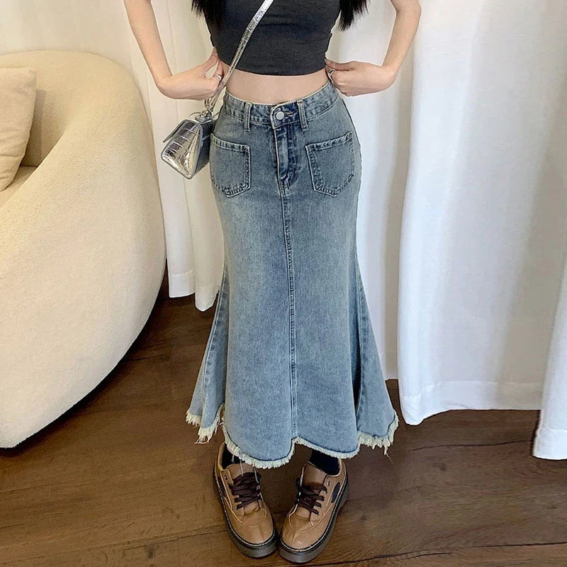 Burlap Design Retro High Waist Denim Jean