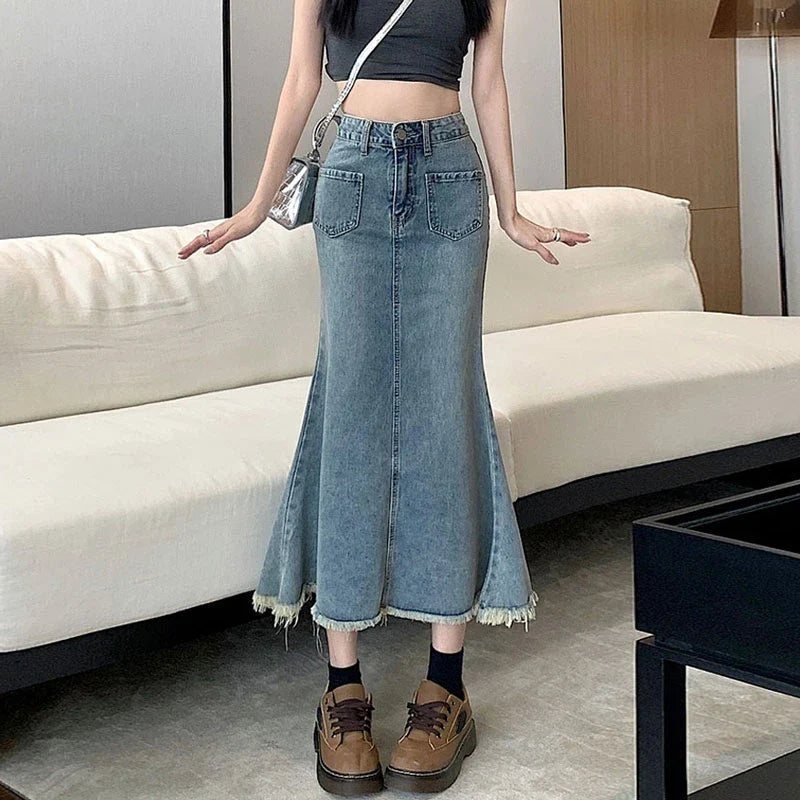 Burlap Design Retro High Waist Denim Jean