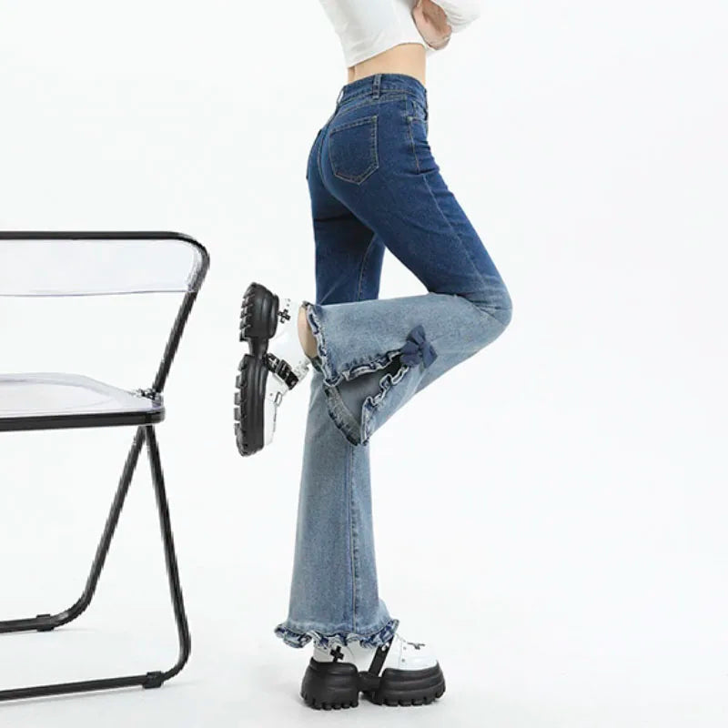 Harajuku Gradient Flare Y2K Denim Jean