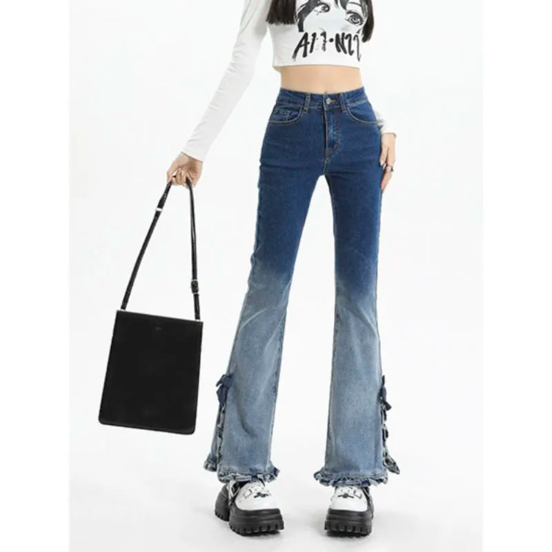 Harajuku Gradient Flare Y2K Denim Jean