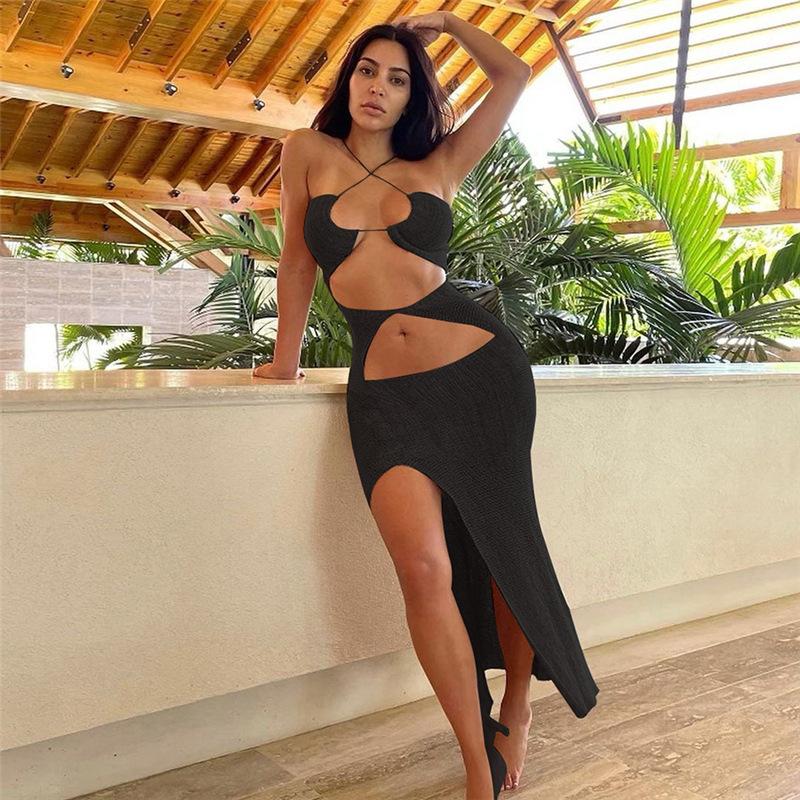 Knitted Beach Vacation Style Maxi Dress