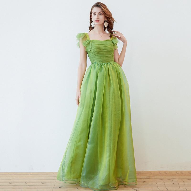 Bow Detail Ruched Bodice Long Party Dress