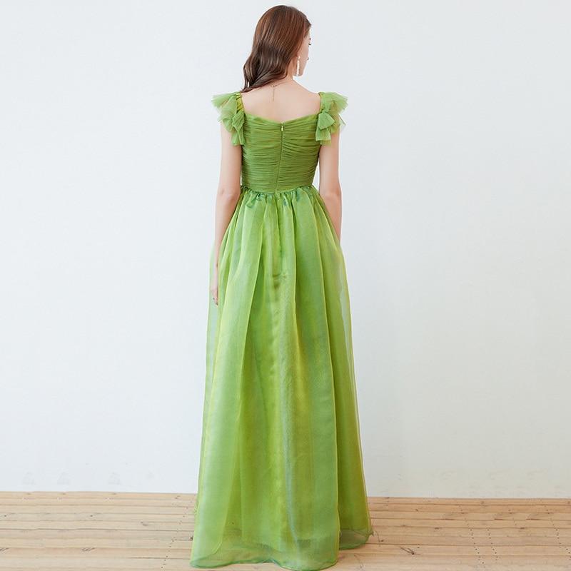 Bow Detail Ruched Bodice Long Party Dress