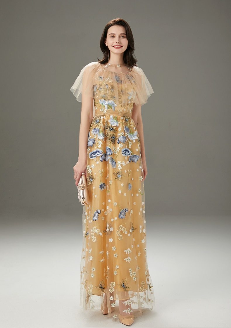 Layered Ruffles Long Party Dress