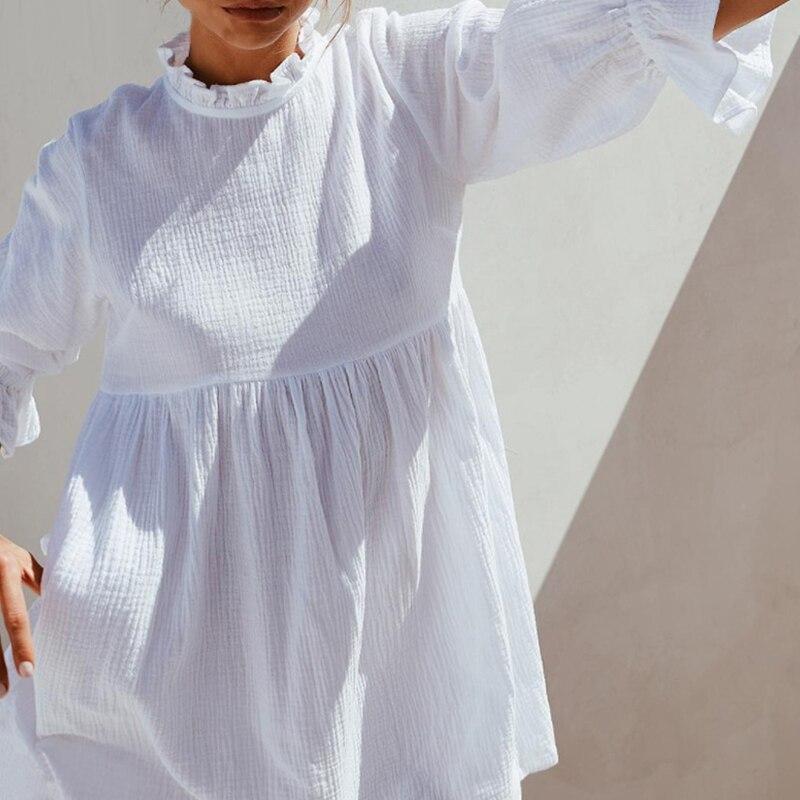 Beach White Ruffled Flowy Party Dress