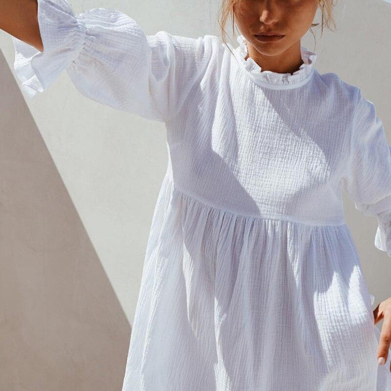 Beach White Ruffled Flowy Party Dress