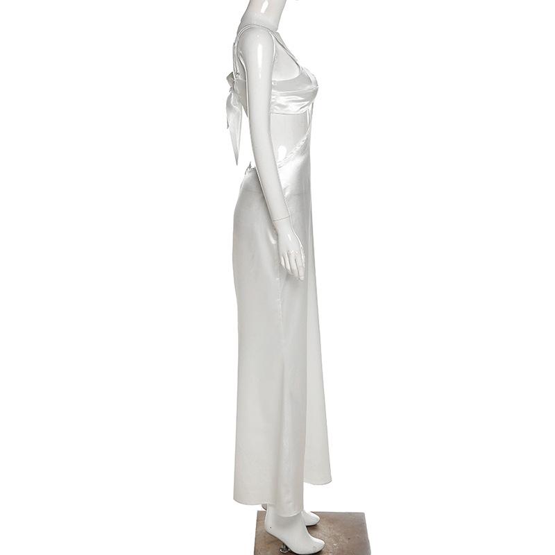 White Satin Sleek Chic Maxi Dress