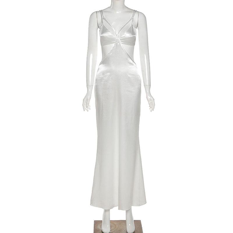White Satin Sleek Chic Maxi Dress