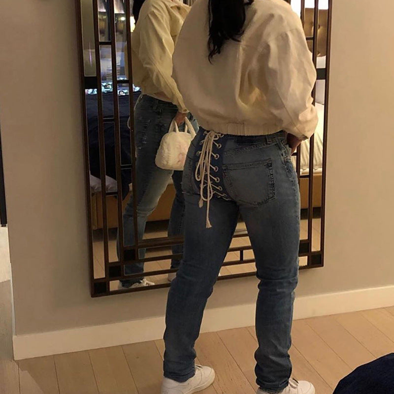 Bandage Lace Up Vintage Street Style Jean